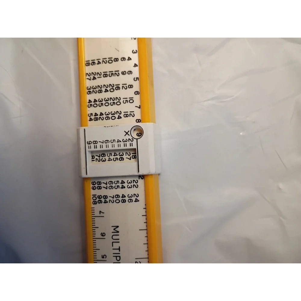 Vintage Sterling Multiplier Pencil Box Yellow Plastic Ruler Sharpener D-157534